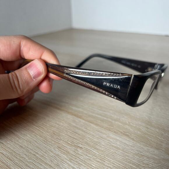 Prada VPR25I 7N6-1O1 Eyeglasses Brown Rhinestones Frames 50-15-135 READ - Picture 10 of 11